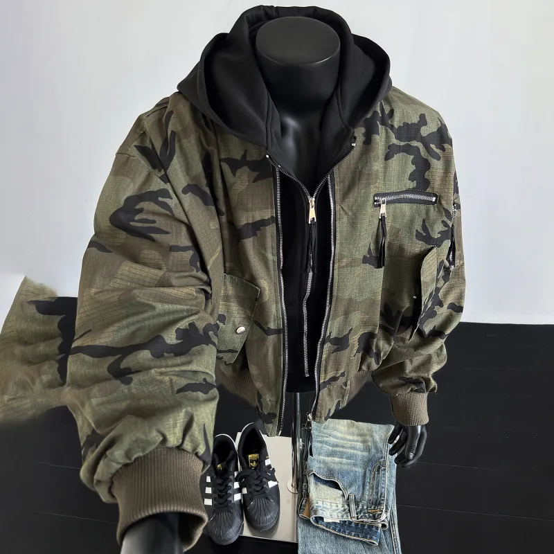 TESTUNG Jackets & Coats Unisex Camouflage Distressed-4