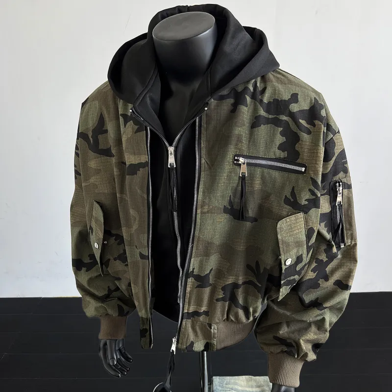 TESTUNG Jackets & Coats Unisex Camouflage Distressed-3