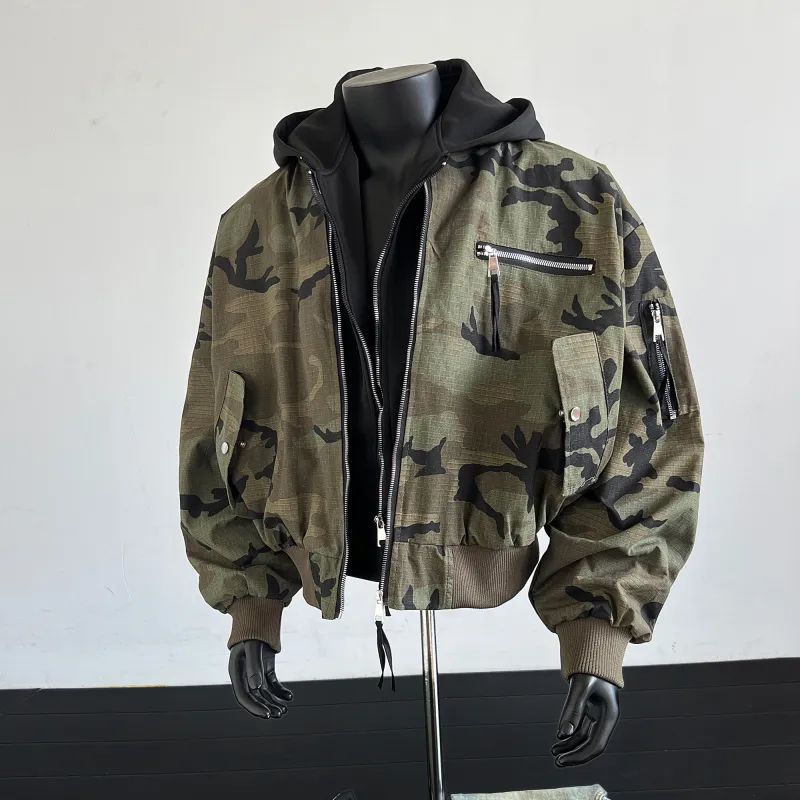 TESTUNG Jackets & Coats Unisex Camouflage Distressed-2