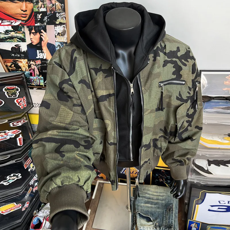 TESTUNG Jackets & Coats Unisex Camouflage Distressed-6
