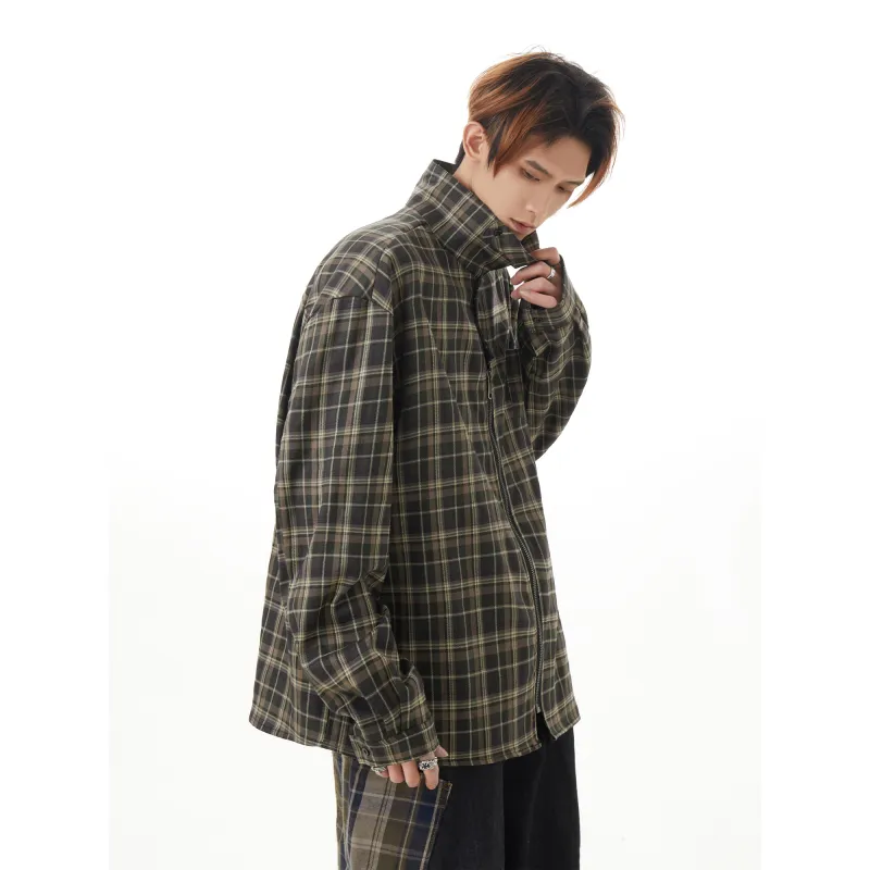 URBAN AUTHENTIC Shirt Unisex Green Plaid-1