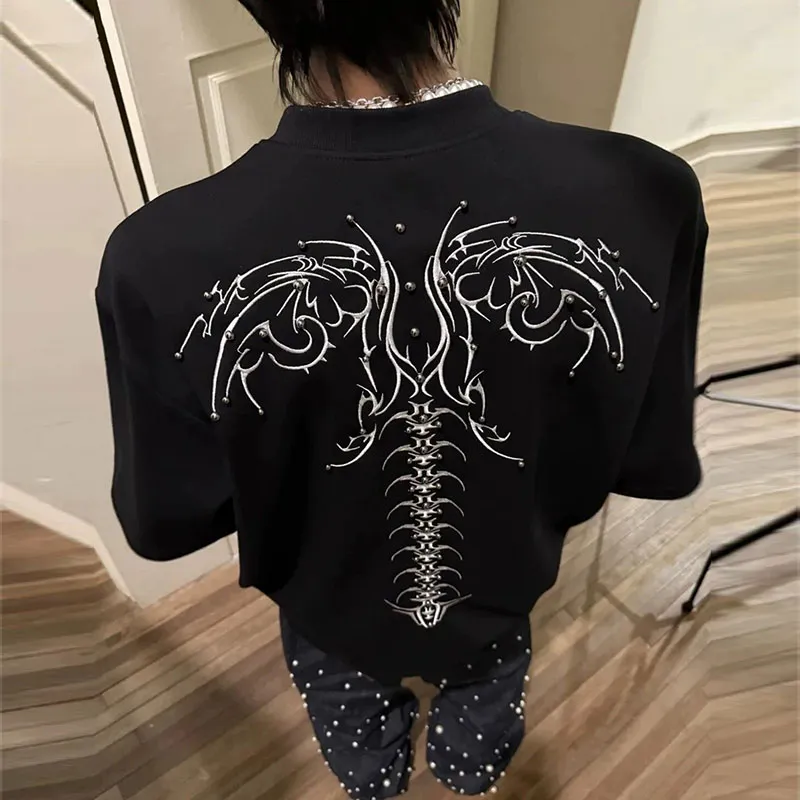 TESTUNG American Vintage Luxury Streetwear Trendy Loose Fit Versatile Short Sleeved T Shirts Unisex-23