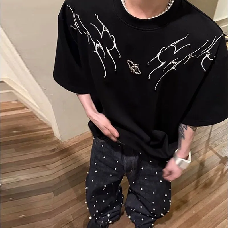 TESTUNG American Vintage Luxury Streetwear Trendy Loose Fit Versatile Short Sleeved T Shirts Unisex-24