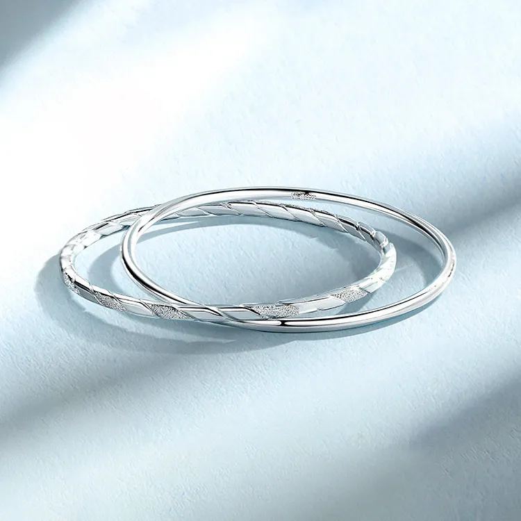 Two Joys 999 Fine Silver Bangles Women's-2