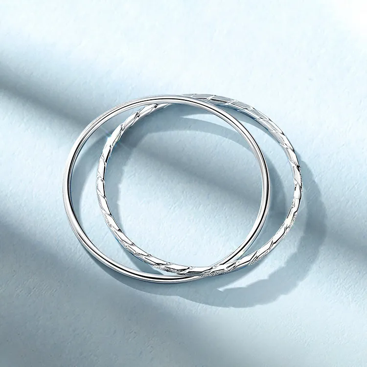 Two Joys 999 Fine Silver Bangles Women's-1