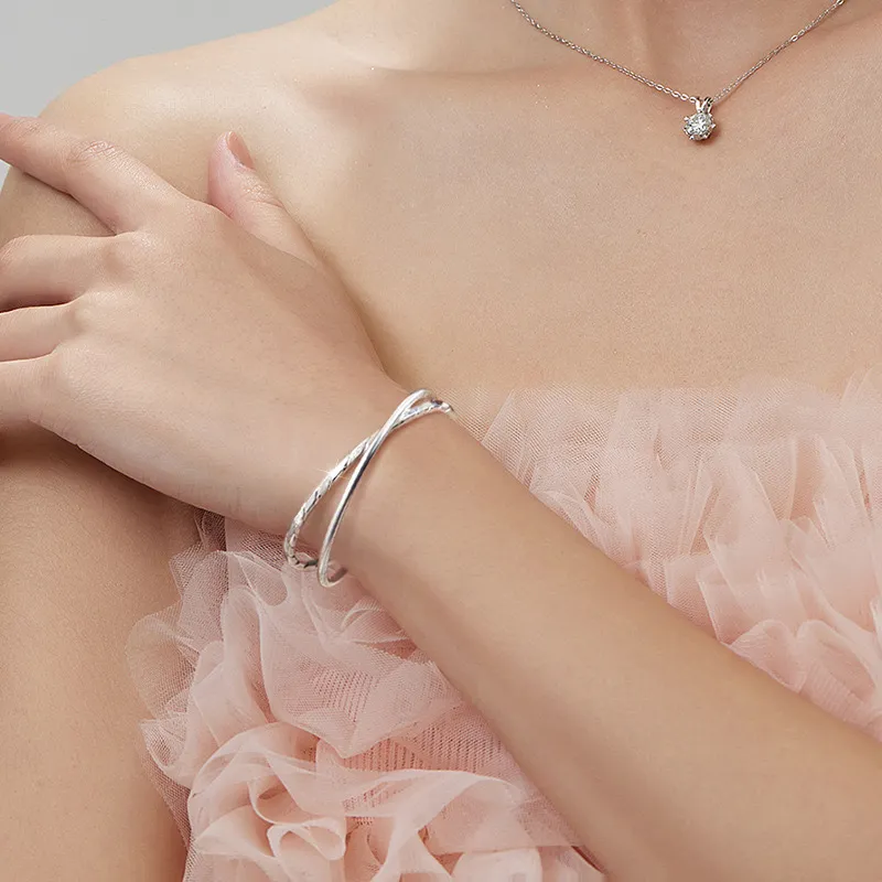 Two Joys 999 Fine Silver Bangles Women's-3