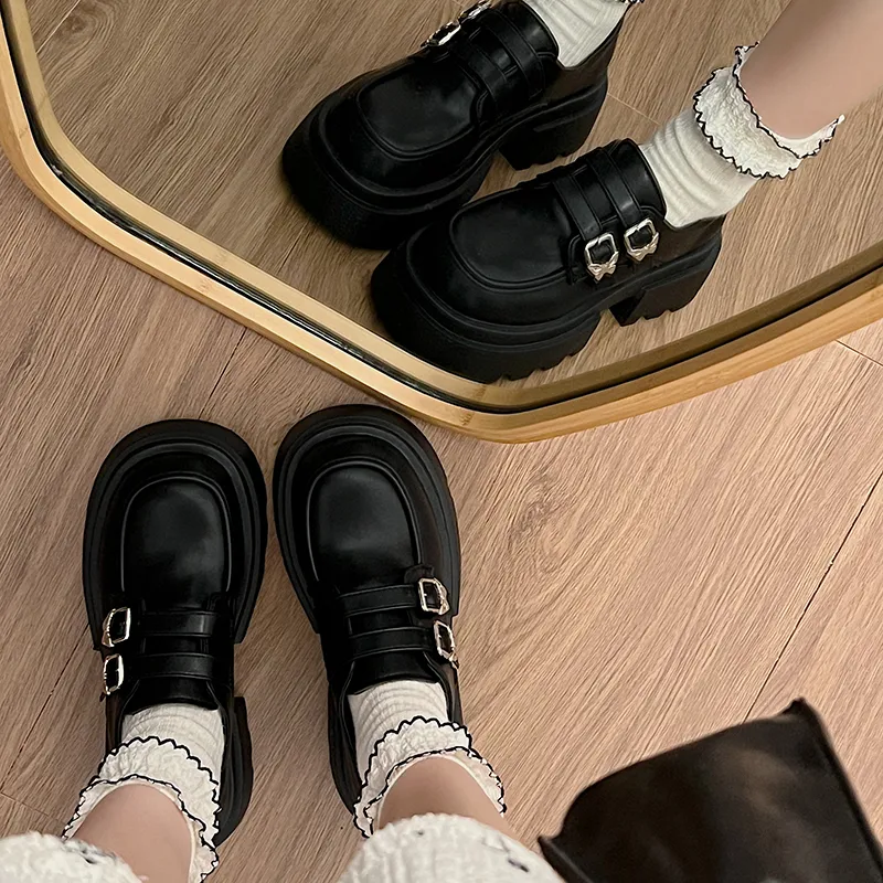 SHUXIAOBEI Casual Single Shoes 4.5 Cm Women's Classic Black-12