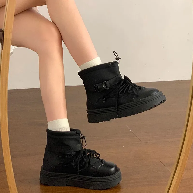 EEueeczs Snow Boots Women's Black/Ecru-9