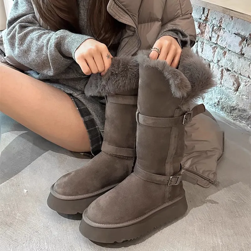 EEueeczs Snow Boots Women's Gray-11