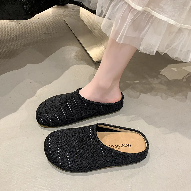EEueeczs Rubber Sole Slip Resistant Closed Toe Slippers Women's Blue-5