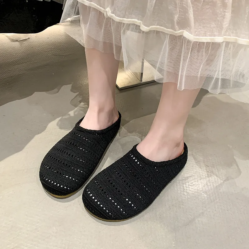EEueeczs Rubber Sole Slip Resistant Closed Toe Slippers Women's Blue-6