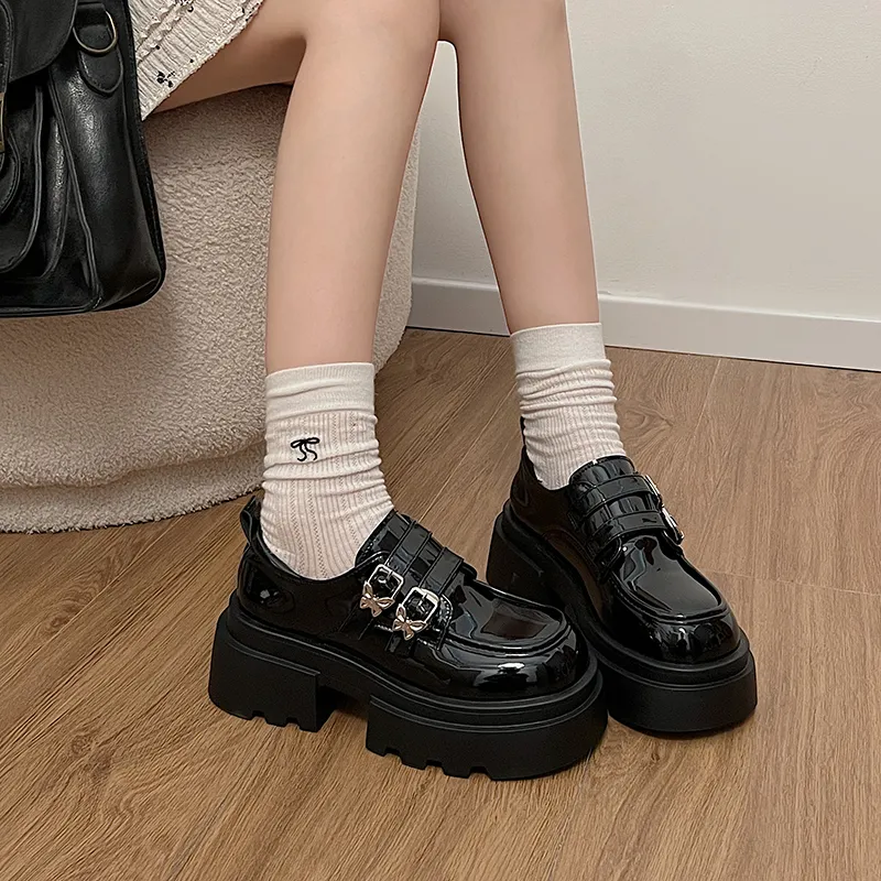 SHUXIAOBEI Casual Single Shoes 4.5 Cm Women's Classic Black-5