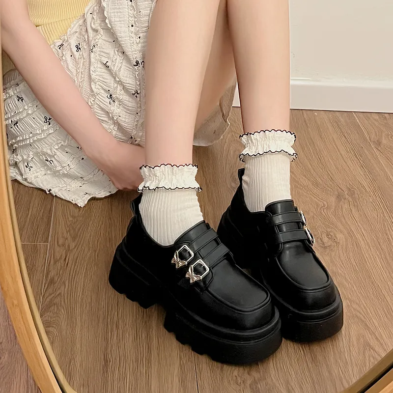 SHUXIAOBEI Casual Single Shoes 4.5 Cm Women's Classic Black-11