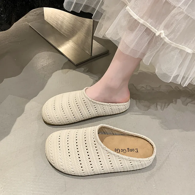 EEueeczs Rubber Sole Slip Resistant Closed Toe Slippers Women's Blue-9