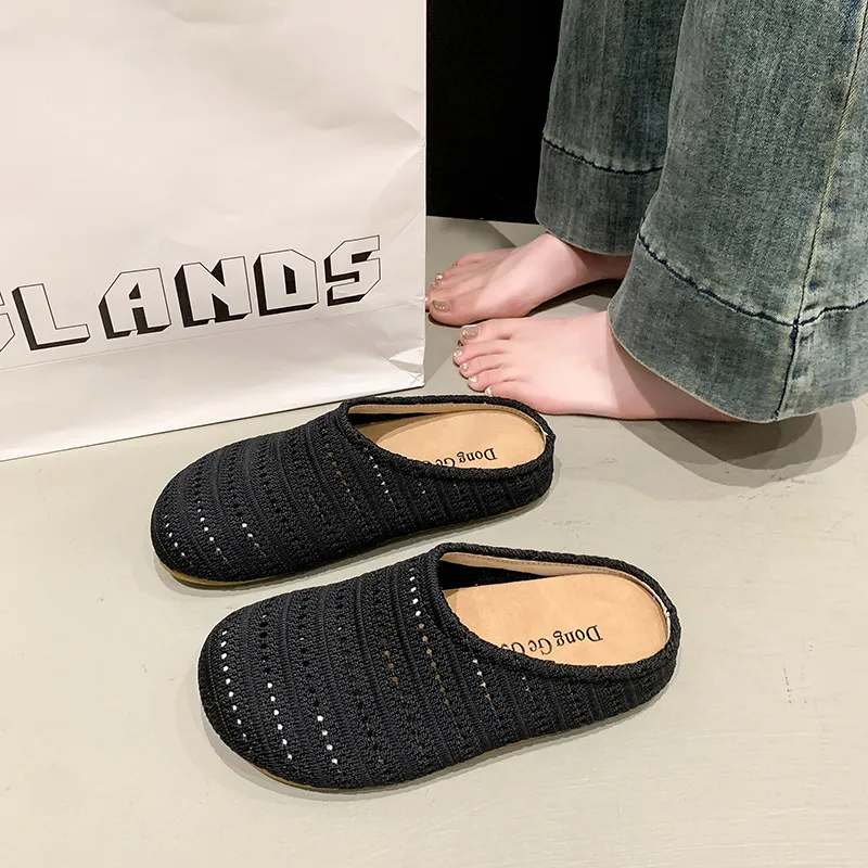 EEueeczs Rubber Sole Slip Resistant Closed Toe Slippers Women's Blue-4