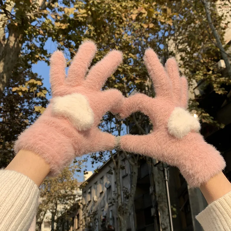 Mulinsen Polyester Knit Gloves Women's Pink-2