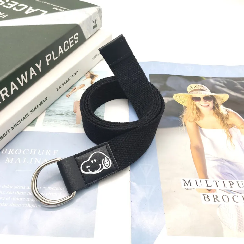 Mulinsen Cartoon Dog Head Double Loop D Shaped Buckle Casual Trendy Cute Style Youth Canvas Alloy Belt Unisex 3.8g-7