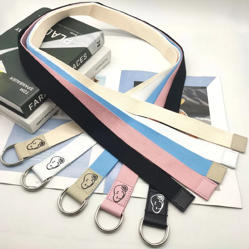 Mulinsen Cartoon Dog Head Double Loop D Shaped Buckle Casual Trendy Cute Style Youth Canvas Alloy Belt Unisex 3.8g-1
