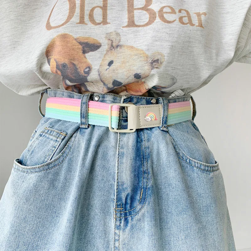 Mulinsen Cute Small Animal Decoration Refreshing Sweet Style Canvas Korean Style Fabric Alloy Belt Women's 3.8cm-1