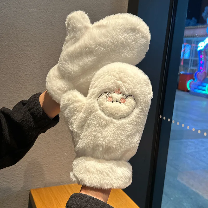 Mulinsen Rabbit Fur Knit Gloves Unisex-2