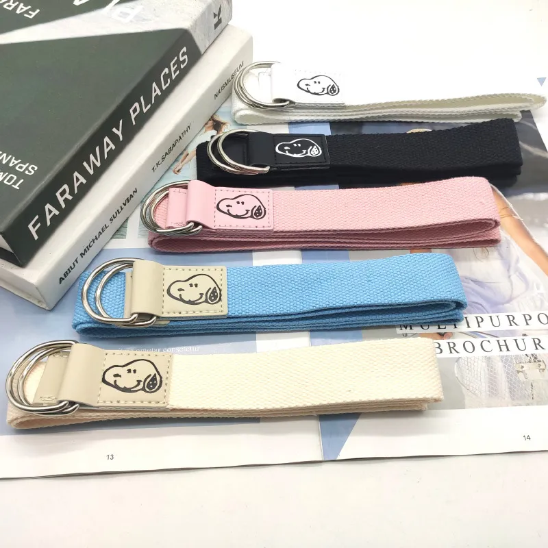 Mulinsen Cartoon Dog Head Double Loop D Shaped Buckle Casual Trendy Cute Style Youth Canvas Alloy Belt Unisex 3.8g-28