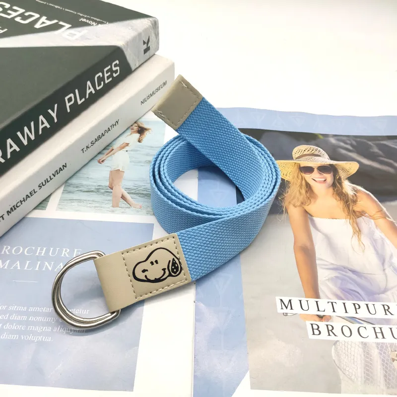 Mulinsen Cartoon Dog Head Double Loop D Shaped Buckle Casual Trendy Cute Style Youth Canvas Alloy Belt Unisex 3.8g-3