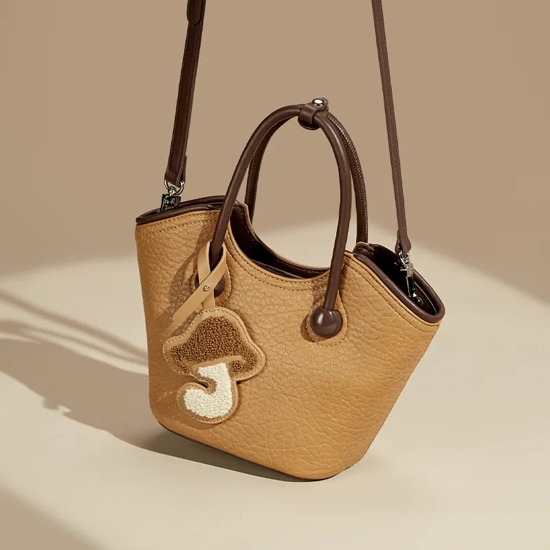 JOSINY PU Basket Bag Handbag Women's Ecru/Brown-9