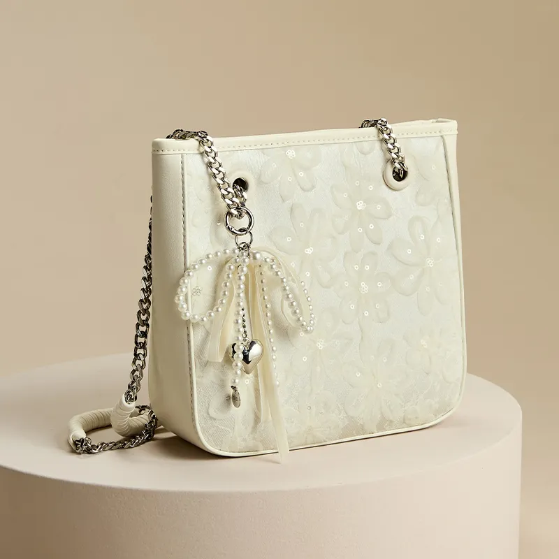 JOSINY Fabric, Synthetic Leather Crossbody Bag, Shoulder Bag Women's Light Purple/Ecru-7