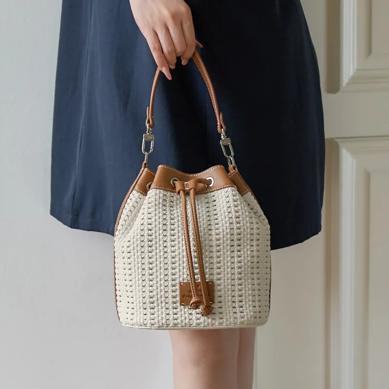 JOSINY Synthetic Leather Bucket Bags Crossbody Bag, Shoulder Bag Women's Ecru-4