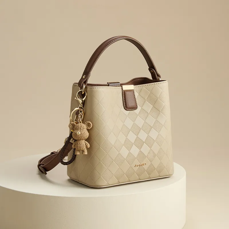 JOSINY PU With Cow Leather Handbag Regular Women's Apricot/Brown-6