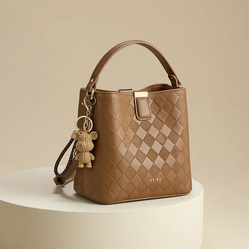 JOSINY PU With Cow Leather Handbag Regular Women's Apricot/Brown-10