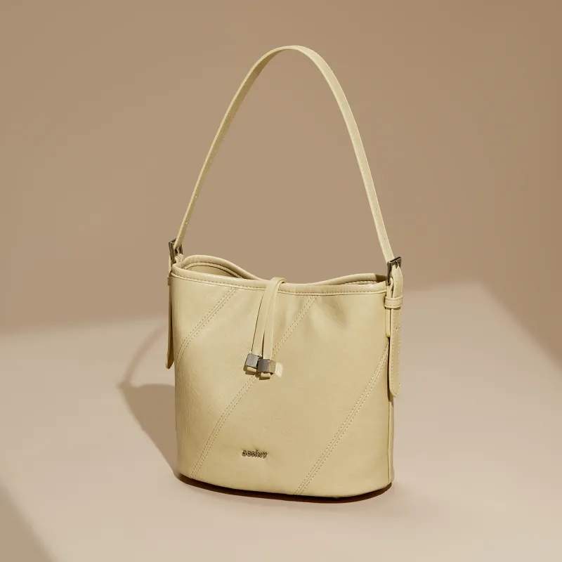 JOSINY Synthetic Leather Bucket Bag, Shoulder Bag Women's Light Green/Light Yellow-6