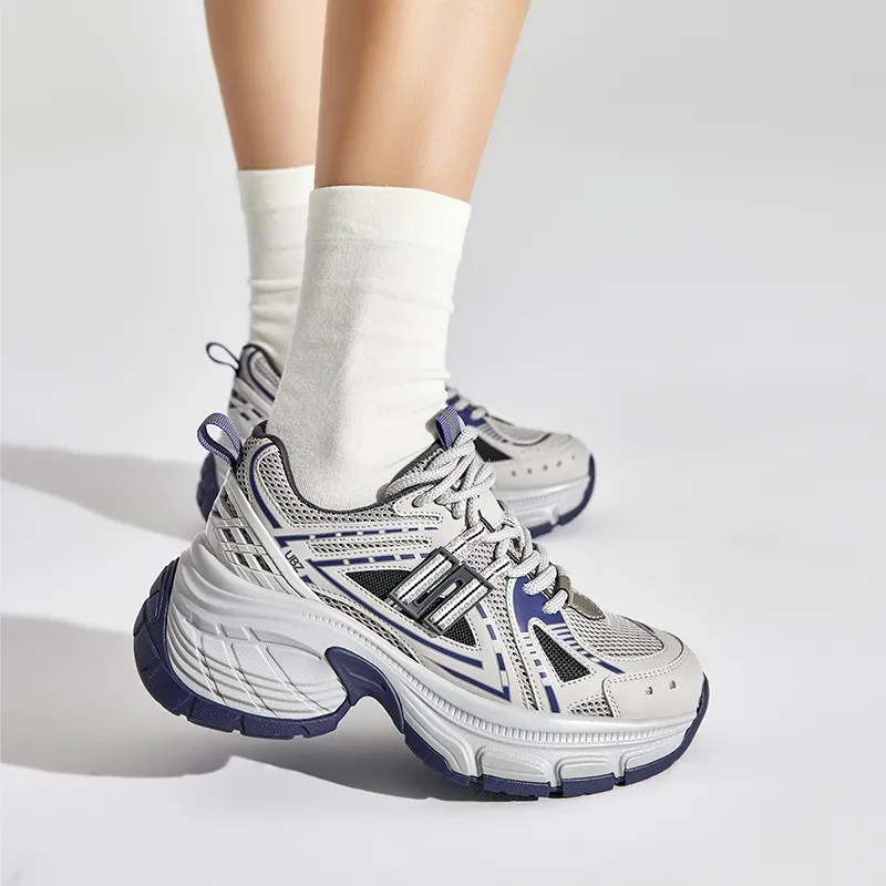 UBZ Height Increasing Low-Top Chunky Sneakers Women's Vast Ripples-5