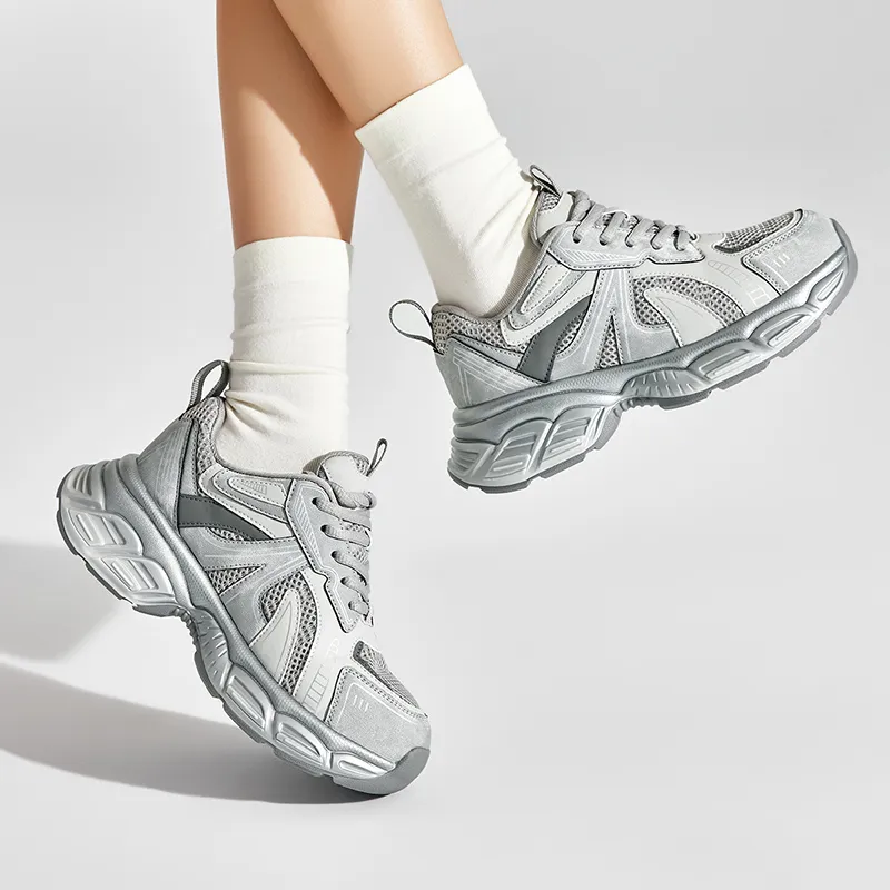 UBZ Breathable Chunky Sneakers Women's Xingji Gray-18