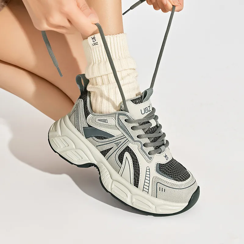 UBZ Breathable Chunky Sneakers Women's Xingji Gray-4