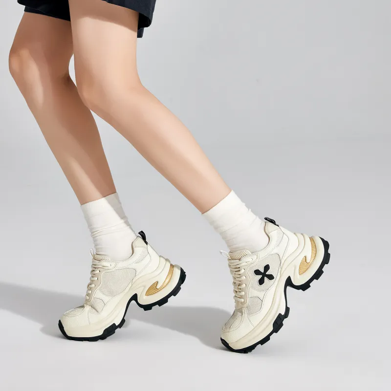 UBZ Low Top Chunky Sneakers Women's Ivory White-6