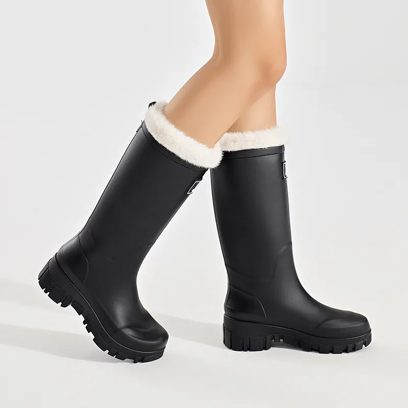 UBZ Waterproof Rain Boots Women's Natural Black-6