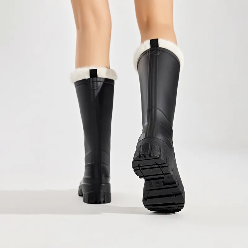 UBZ Waterproof Rain Boots Women's Natural Black-7