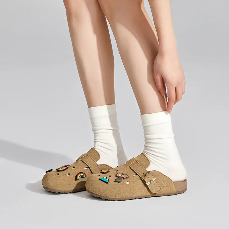 UBZ Rubber Sole Quiet Abrasion Resistant Closed Toe Slippers Women's-6