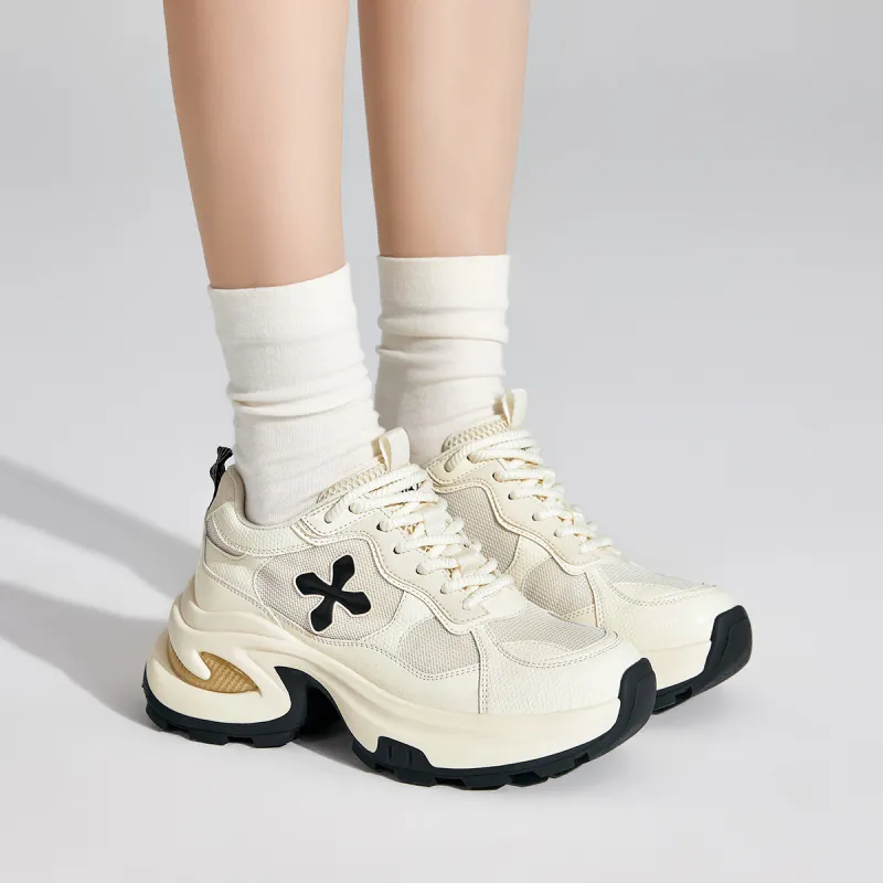UBZ Low Top Chunky Sneakers Women's Ivory White-5