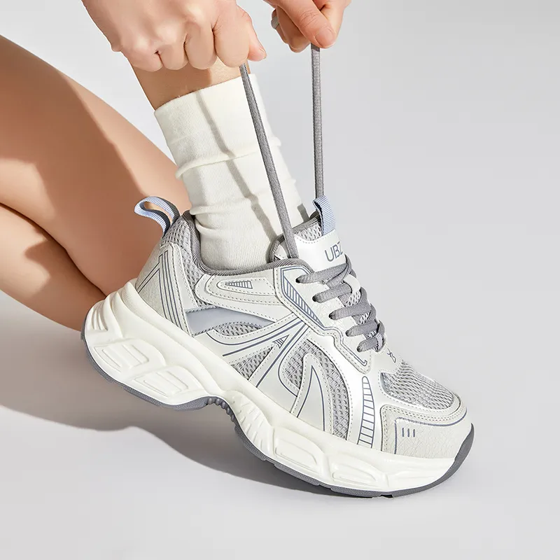 UBZ Breathable Chunky Sneakers Women's Xingji Gray-11