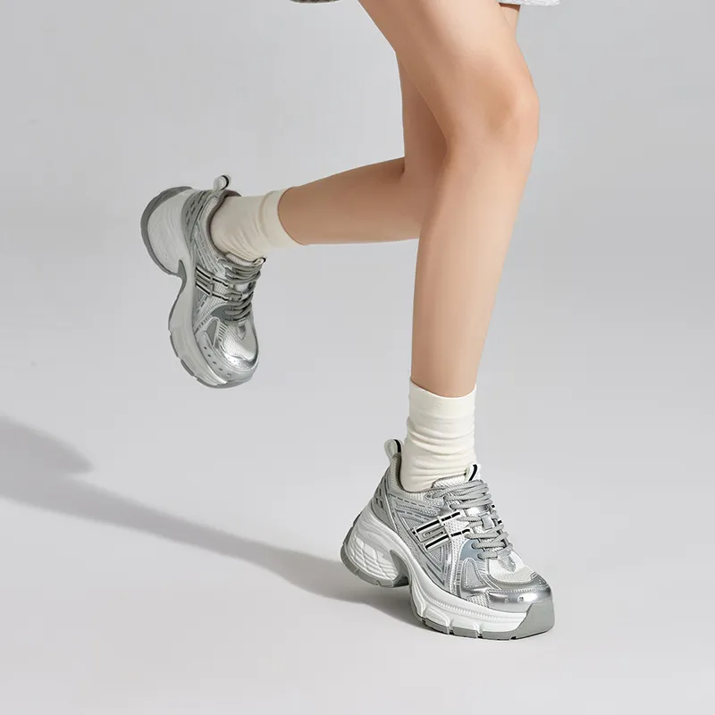 UBZ Height Increasing Low-Top Chunky Sneakers Women's Vast Ripples-14