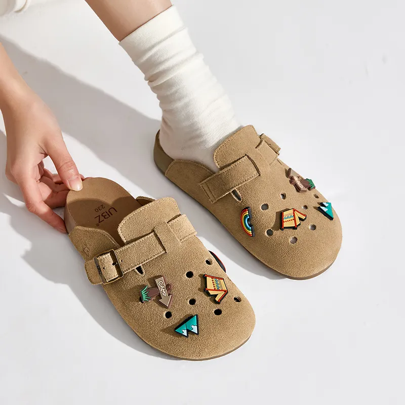 UBZ Rubber Sole Quiet Abrasion Resistant Closed Toe Slippers Women's-4