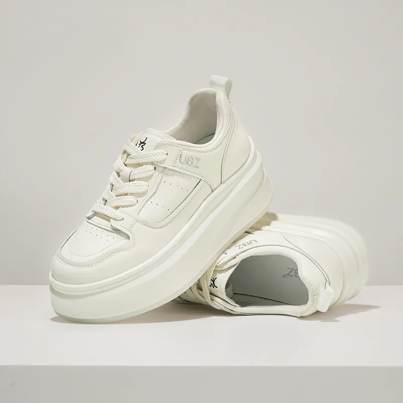 UBZ Anti Slip Wear Resistant Low Top Skateboard Shoes Women's Ivory White-5