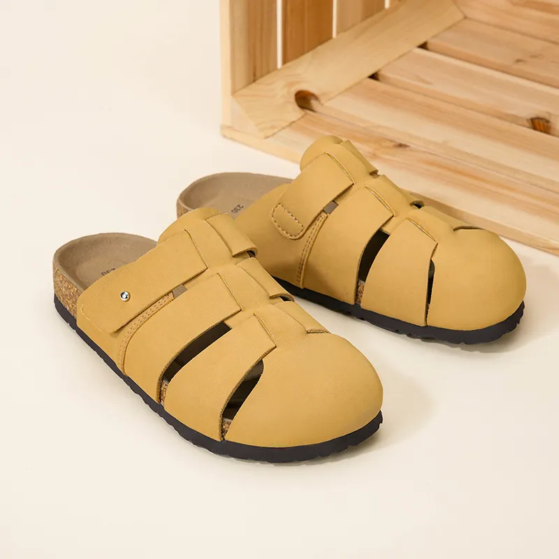 UBZ EVA Abrasion Resistant Closed Toe Slippers Women's Milk Tea-2