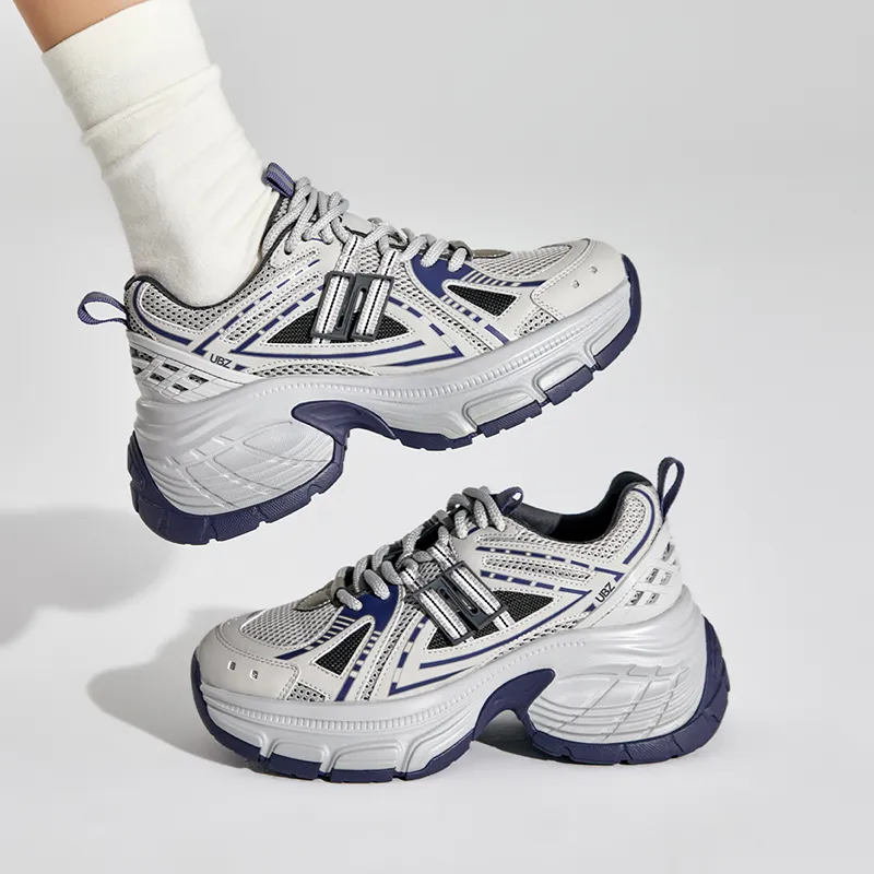 UBZ Height Increasing Low-Top Chunky Sneakers Women's Vast Ripples-2