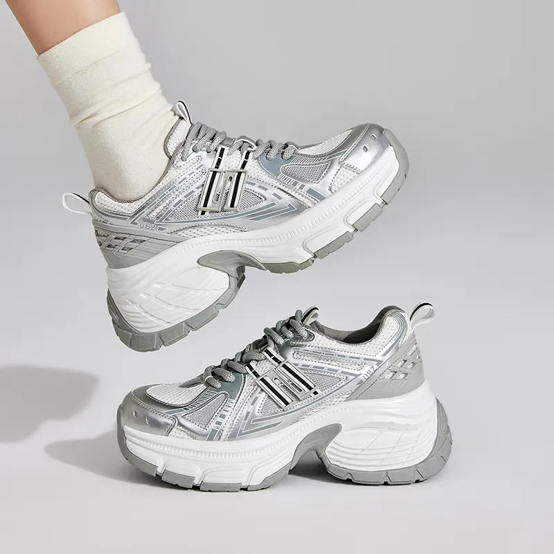 UBZ Height Increasing Low-Top Chunky Sneakers Women's Vast Ripples-10