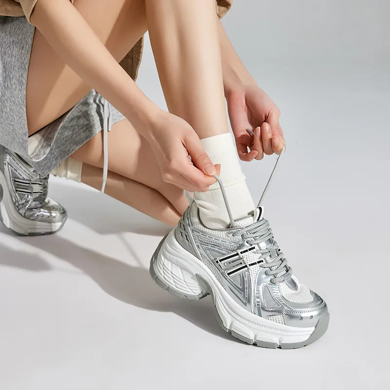 UBZ Height Increasing Low-Top Chunky Sneakers Women's Vast Ripples-12