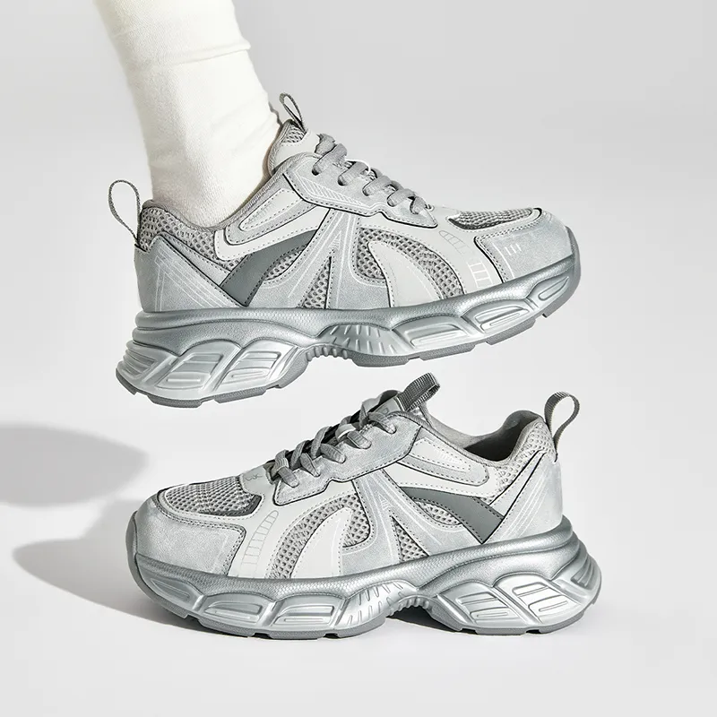 UBZ Breathable Chunky Sneakers Women's Xingji Gray-14