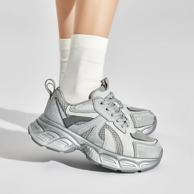 UBZ Breathable Chunky Sneakers Women's Xingji Gray-15